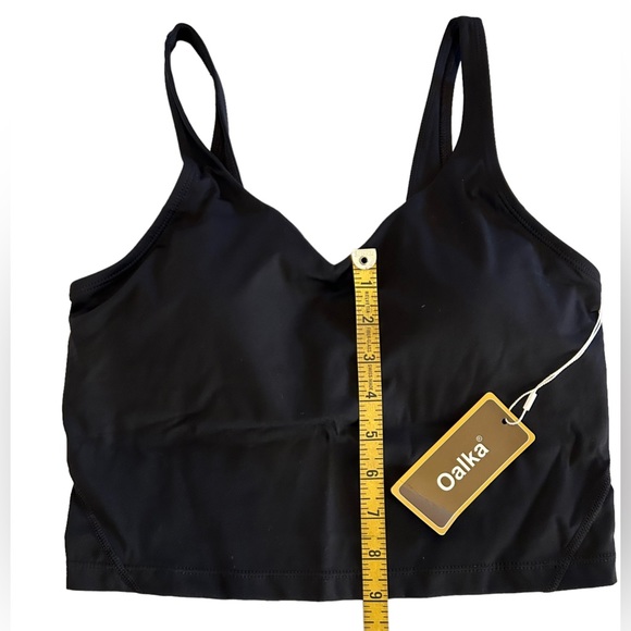 OALKA women’s longline black sports bra padded crop tank yoga workoutTop NWT - Picture 8 of 9